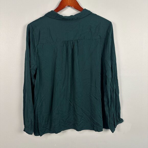 J. Jill Womens Large Petite Modal Long Sleeve Button Down Shirt Tunic Green - Picture 2 of 4